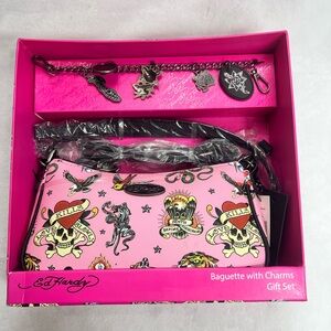 Ed Hardy Pink Skull  love kills slowly Rose Baguette with Charms gif set .